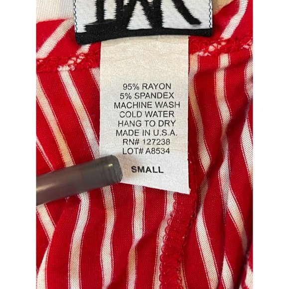 TMG Women Striped Mini Dress Cap Sleeve Stretch Round Neck Knitted Red White S - Picture 7 of 7